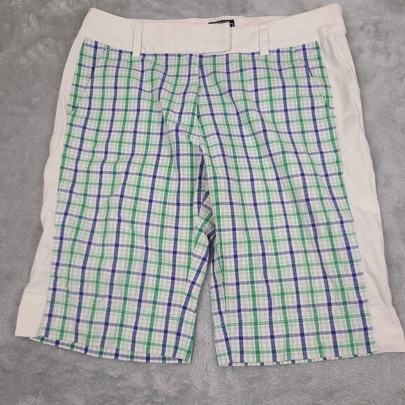 Adidas Golf Shorts Women's Size 10‎ Plaid Stretch Pockets Flat Front Performance - Picture 1 of 9